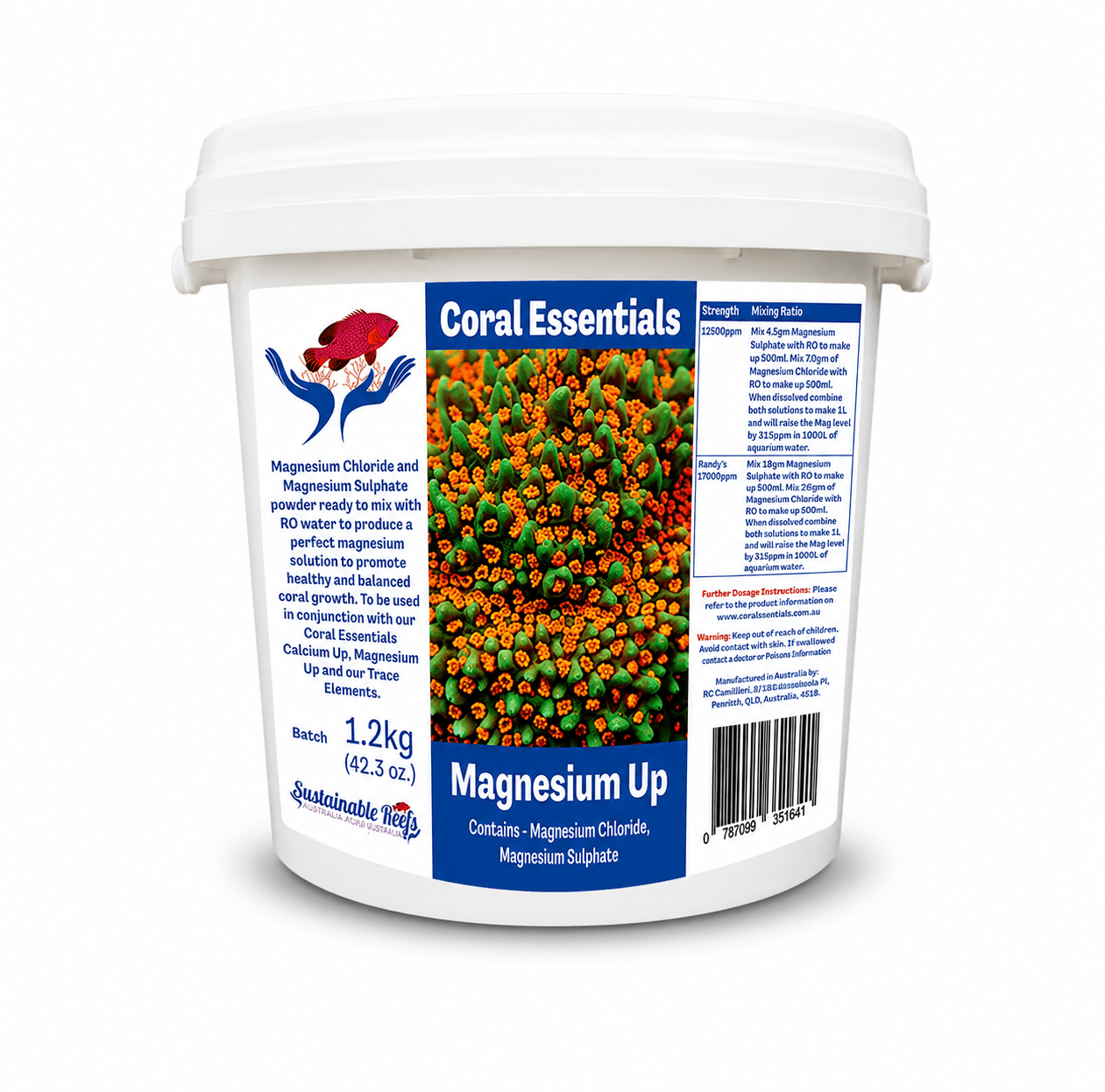 Coral Essentials Cal, Alk, Mag Powders aquarium additives DaluaAustralia Magnesium Up 1.2kg 
